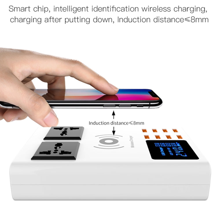 YC-CDA10W Chargeur sans fil 10 W multi-ports USB intelligent avec affichage numérique à charge rapide, prise britannique, SAS1048A, SAS1048B, SAS1048C
