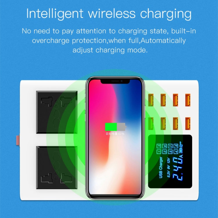 YC-CDA10W Chargeur sans fil 10 W multi-ports USB intelligent avec affichage numérique à charge rapide, prise britannique, SAS1048A, SAS1048B, SAS1048C