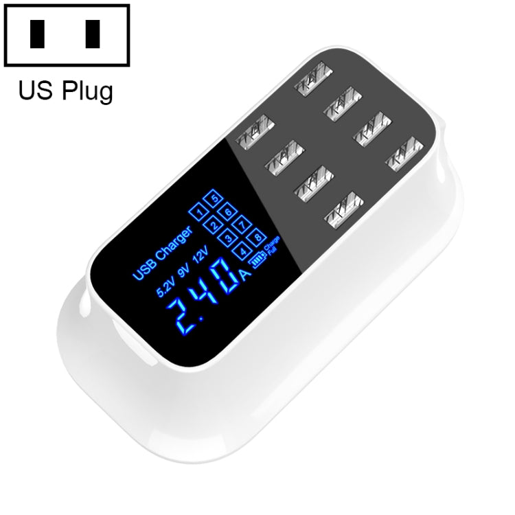 Station de charge rapide multifonction USB 8 ports 40 W YC-CDA19A avec affichage numérique intelligent, prise britannique, SAS1049A, SAS1049B, SAS1049C