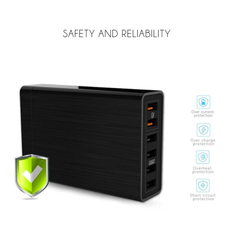 Chargeur USB VEDFUN TurboCube D620 à six ports Quick Charge 3.0 + technologie SDDC, Prises EU/US/UK
