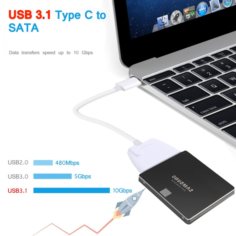 Câble adaptateur convertisseur USB-C / Type-C vers disque dur SATA 22 broches, longueur totale : environ 23 cm