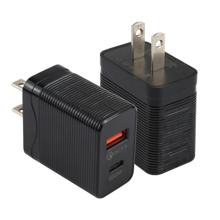 Chargeur de voyage rapide LZ-728 QC 3.0 USB + PD 20W USB-C / Type-C, prise US