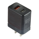 Chargeur de voyage rapide LZ-728 QC 3.0 USB + PD 20W USB-C / Type-C, prise US