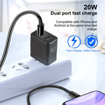 Chargeur de voyage rapide LZ-728 QC 3.0 USB + PD 20W USB-C / Type-C, prise US