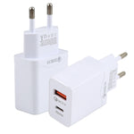 Chargeur de voyage rapide LZ-728 QC 3.0 USB + PD 20W USB-C / Type-C, prise EU