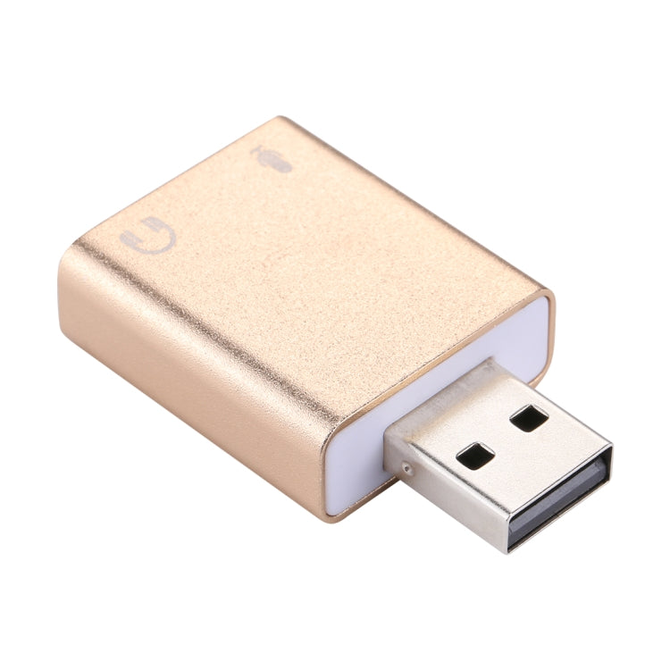 Carte son externe USB avec coque en aluminium, prise jack 3,5 mm, voix magique HIFI 7.1 canaux, adaptateur sans pilote pour ordinateur, bureau, haut-parleurs, casque, microphone, aluminium 7.1 canaux or