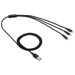 2A 1.2m 3 in 1 USB to 8 Pin & USB-C / Type-C & Micro USB Nylon Weave Charging Cable