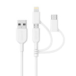 Câble de données certifié MFI ANKER 3 en 1 8 broches + Micro USB + USB-C / Type-C