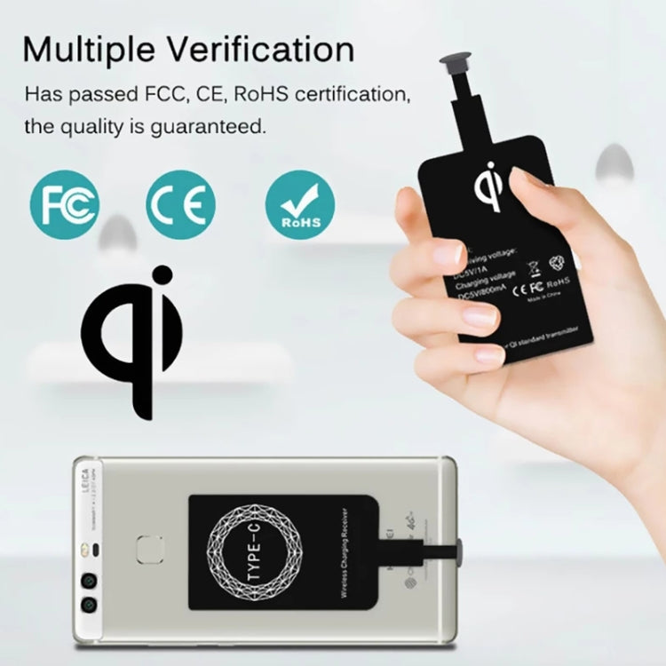 Récepteur de charge sans fil standard Qi 5V 800mA avec port USB-C / Type-C, pour téléphones Type-C