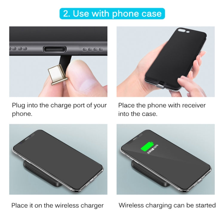 Récepteur de charge sans fil standard Qi 5V 800mA avec port USB-C / Type-C, pour téléphones Type-C