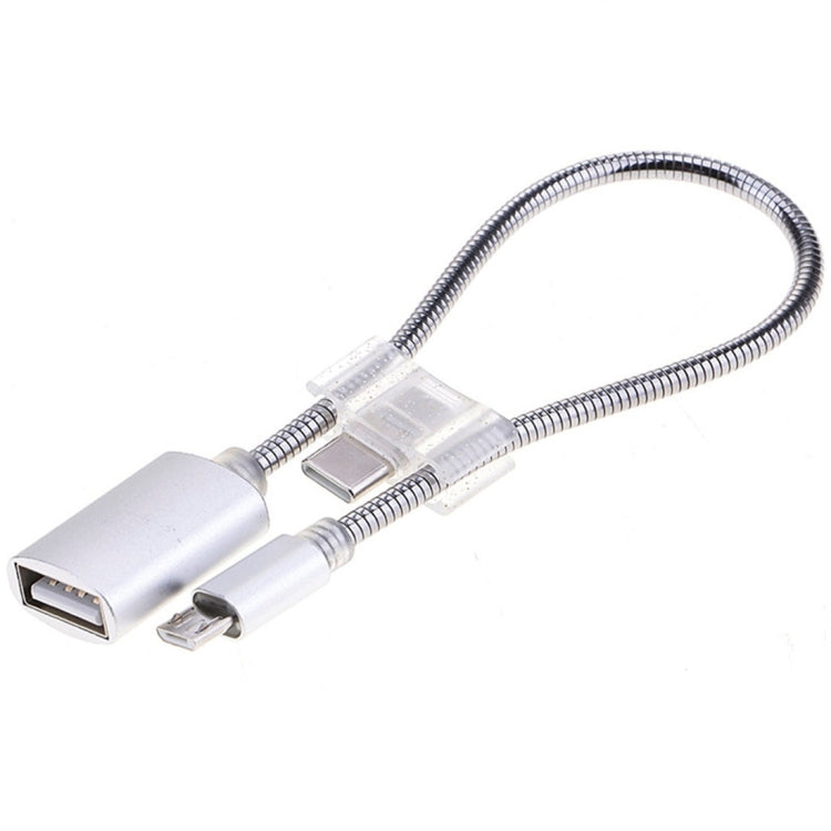 Câble de charge de données adaptateur OTG de 24 cm 2 A Micro USB vers USB en alliage d'aluminium avec connecteur USB-C / Type-C
