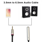 Câble adaptateur audio REXLIS TC128MF mâle 3,5 mm vers femelle 6,5 mm, longueur : 60 cm