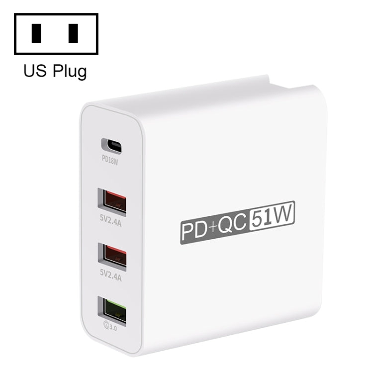 WLX-A6 Adaptateur secteur chargeur de voyage USB à charge rapide 4 ports, prise US, prise US