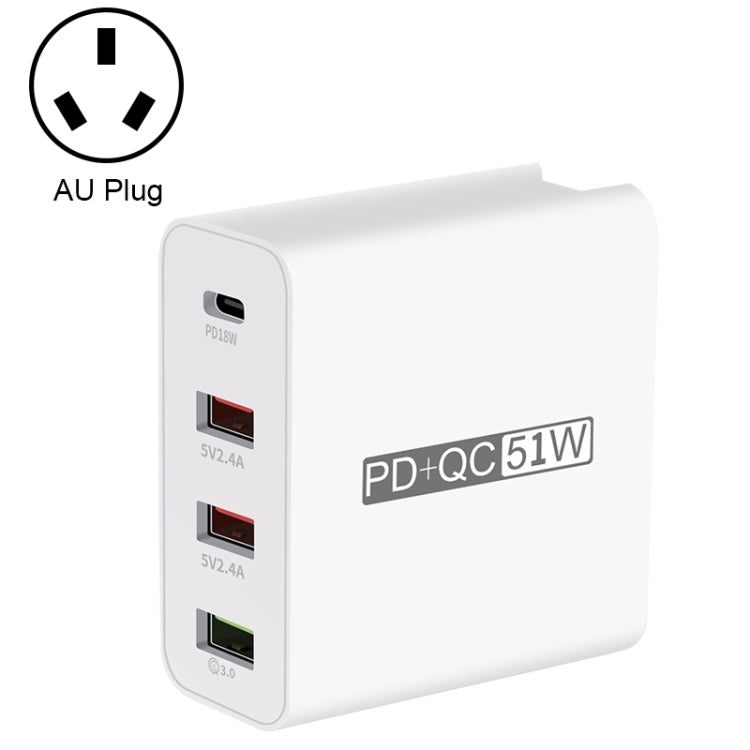 WLX-A6 Adaptateur secteur chargeur de voyage USB à charge rapide 4 ports, prise AU, prise AU