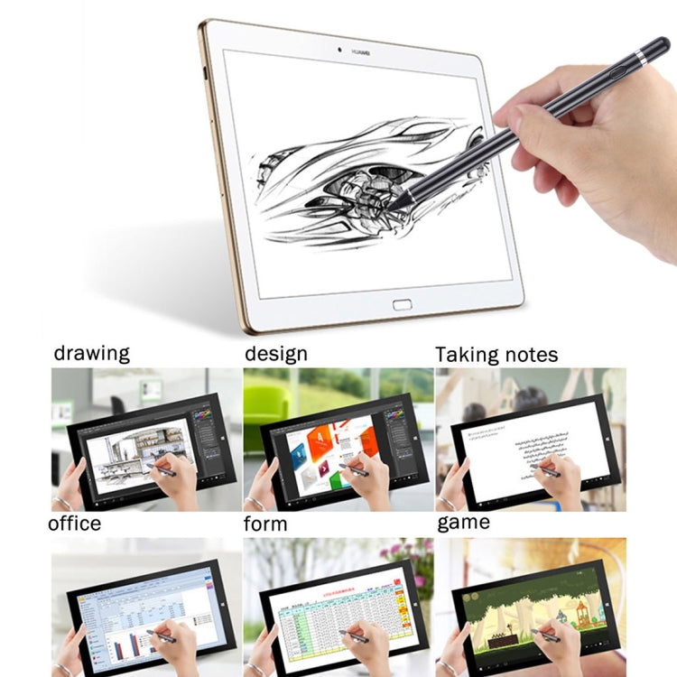 Long Stylet capacitif universel rechargeable avec pointe métallique ultra-fine de 2,3 mm pour iPhone, iPad, Samsung et autres smartphones ou tablettes PC à écran tactile capacitif