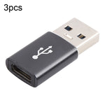 3 PCS Adaptateur USB-C / Type-C femelle vers USB 3.0 mâle en alliage d'aluminium, Support charge et transmission de données, USB 3.0