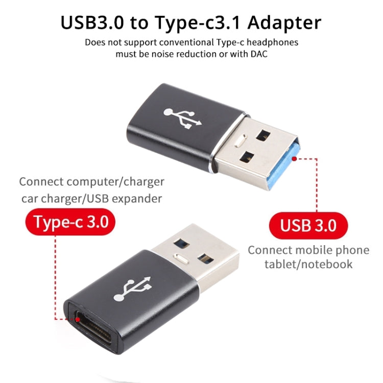 3 PCS Adaptateur USB-C / Type-C femelle vers USB 3.0 mâle en alliage d'aluminium, Support charge et transmission de données, USB 3.0