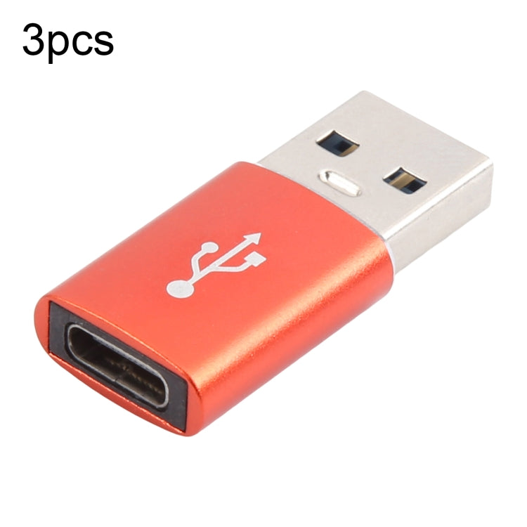 3 PCS Adaptateur USB-C / Type-C femelle vers USB 3.0 mâle en alliage d'aluminium, Support charge et transmission de données, USB 3.0