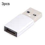 3 PCS Adaptateur USB-C / Type-C femelle vers USB 3.0 mâle en alliage d'aluminium, Support charge et transmission de données, USB 3.0