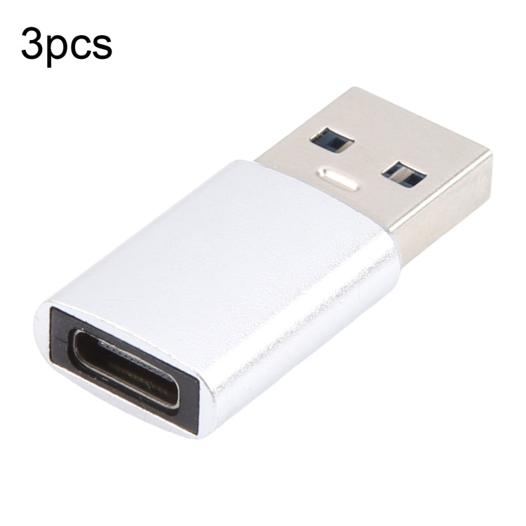 3 PCS Adaptateur USB-C / Type-C femelle vers USB 3.0 mâle en alliage d'aluminium, Support charge et transmission de données, USB 3.0