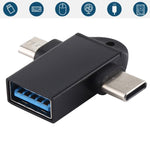 Adaptateur OTG multifonction USB 3.0 Femelle vers USB-C / Type-C Mâle + Micro USB Mâle avec trou pour dragonne