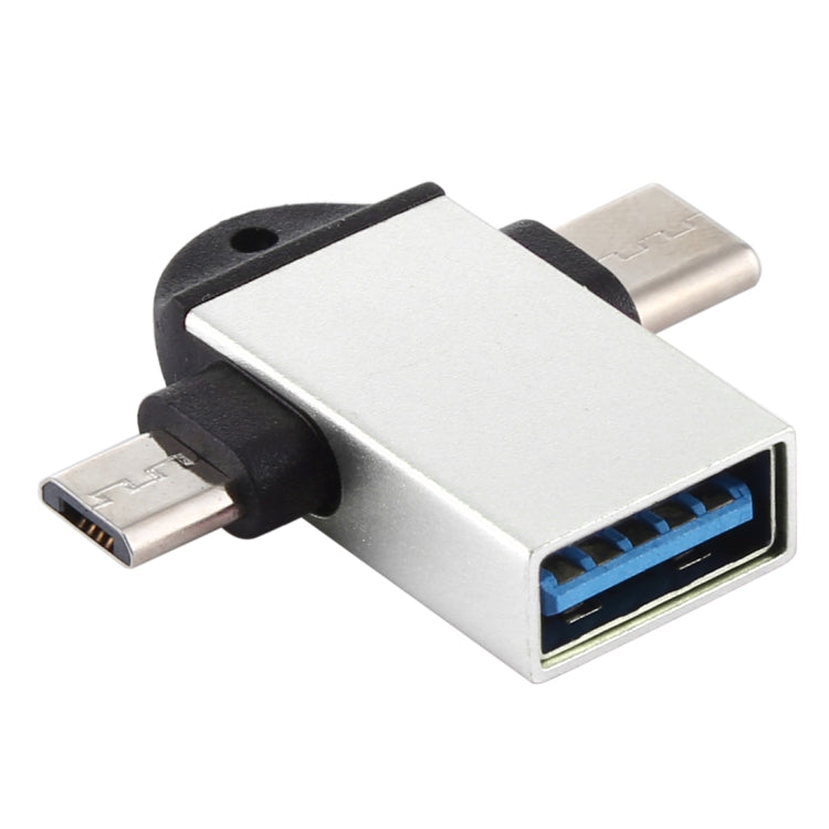 Adaptateur OTG multifonction USB 3.0 Femelle vers USB-C / Type-C Mâle + Micro USB Mâle avec trou pour dragonne
