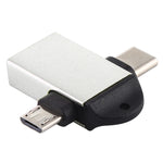 Adaptateur OTG multifonction USB 3.0 Femelle vers USB-C / Type-C Mâle + Micro USB Mâle avec trou pour dragonne