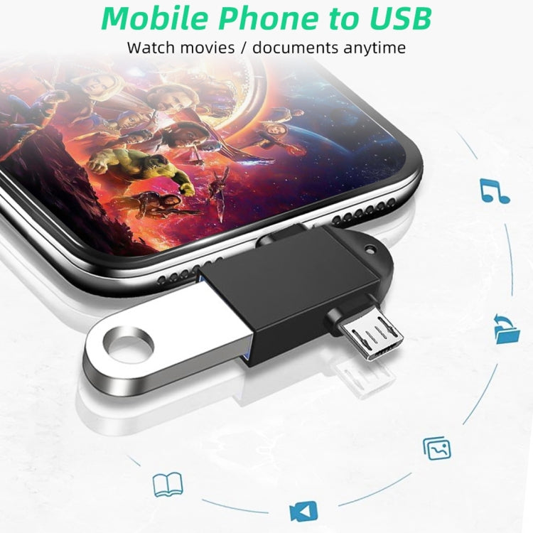 Adaptateur OTG multifonction USB 3.0 Femelle vers USB-C / Type-C Mâle + Micro USB Mâle avec trou pour dragonne
