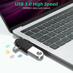 Adaptateur OTG multifonction USB 3.0 Femelle vers USB-C / Type-C Mâle + Micro USB Mâle avec trou pour dragonne