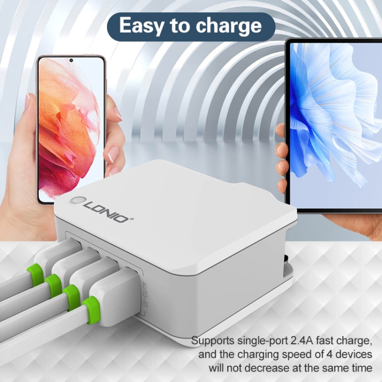 Chargeur de voyage intelligent LDNIO A4403 4.4A 4 ports USB, prise EU, SAS5293AU, SAS5293EU, SAS5293UK, SAS5293US