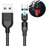 Câble de charge magnétique rotatif en nylon tressé USB vers Micro USB, 1m, 2A, 1m Micro USB