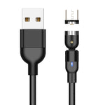 Câble de charge magnétique rotatif en nylon tressé USB vers Micro USB, 1m, 2A, 1m Micro USB