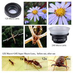 Objectif macro universel externe 2 en 1 APEXEL APL-24X-H 12X et 24X pour téléphone portable avec pare-soleil