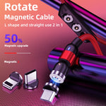 Câble de charge magnétique rotatif USB vers Micro USB tressé en nylon 2m 2A, Micro USB 2m