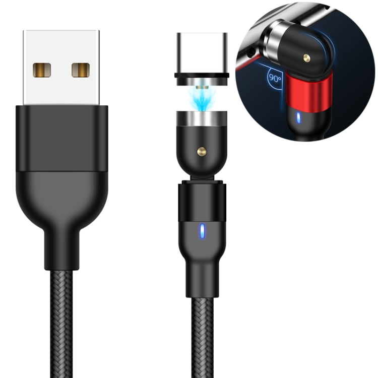 Câble de charge magnétique rotatif en nylon tressé USB vers USB-C / Type-C 1m 2A, Type-C 1m