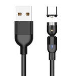 Câble de charge magnétique rotatif en nylon tressé USB vers USB-C / Type-C 1m 2A, Type-C 1m