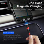 Câble de charge magnétique rotatif en nylon tressé USB vers USB-C / Type-C 1m 2A, Type-C 1m
