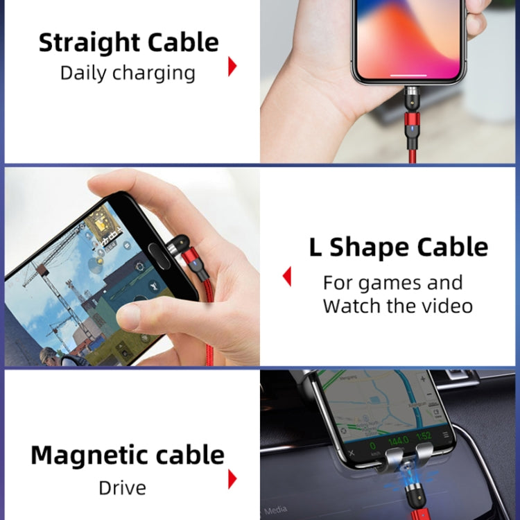 Câble de charge magnétique rotatif en nylon tressé USB vers USB-C / Type-C 1m 2A, Type-C 1m