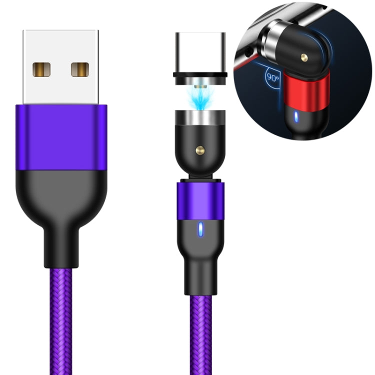 Câble de charge magnétique rotatif en nylon tressé USB vers USB-C / Type-C 1m 2A, Type-C 1m