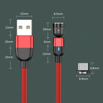 Câble de charge et synchronisation de données magnétique rotatif à 540 degrés USB vers USB-C / Type-C 1m 3A, Type-C 1m