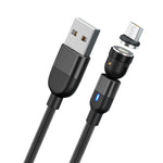 Câble de charge et synchronisation de données magnétique rotatif à 540 degrés USB vers Micro USB 2m 3A, Micro USB 2m