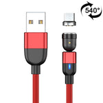 Câble de charge et synchronisation de données magnétique rotatif à 540 degrés USB vers Micro USB 2m 3A, Micro USB 2m