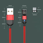 Câble de charge et synchronisation de données magnétique rotatif à 540 degrés USB vers Micro USB 2m 3A, Micro USB 2m