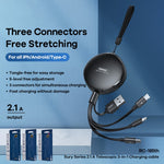 Câble de données de charge télescopique REMAX RC-185th 3 en 1 2,1A USB vers 8 broches + USB-C / Type-C + Micro USB série Sury