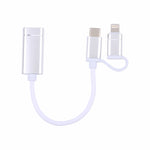 Câble adaptateur tressé en nylon OTG de charge et transmission USB 3.0 Femelle vers 8 broches + USB-C / Type-C Mâle, Longueur du câble : 11 cm, 8 broches Argent + Blanc, 8 broches Noir, 8 broches Argent, 8 broches Rouge, 8 broches Bleu