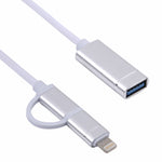 Câble adaptateur tressé en nylon OTG de charge et transmission USB 3.0 Femelle vers 8 broches + USB-C / Type-C Mâle, Longueur du câble : 11 cm, 8 broches Argent + Blanc, 8 broches Noir, 8 broches Argent, 8 broches Rouge, 8 broches Bleu
