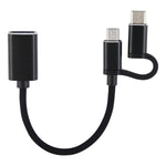 Câble adaptateur OTG tressé en nylon USB 3.0 femelle vers Micro USB + USB-C / Type-C mâle pour charge et transmission, Longueur du câble : 11cm, Micro USB Noir, Micro USB Bleu, Micro USB Rouge, Micro USB Argent, Micro USB Blanc