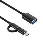 Câble adaptateur OTG tressé en nylon USB 3.0 femelle vers Micro USB + USB-C / Type-C mâle pour charge et transmission, Longueur du câble : 11cm, Micro USB Noir, Micro USB Bleu, Micro USB Rouge, Micro USB Argent, Micro USB Blanc