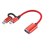 Câble adaptateur OTG tressé en nylon USB 3.0 femelle vers Micro USB + USB-C / Type-C mâle pour charge et transmission, Longueur du câble : 11cm, Micro USB Noir, Micro USB Bleu, Micro USB Rouge, Micro USB Argent, Micro USB Blanc