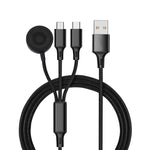 Pour iPhone / Apple Watch 3 en 1 8 broches + Type-C / USB-C + Câble de charge multifonction avec base de chargement magnétique, Longueur : 1m, 3 en 1